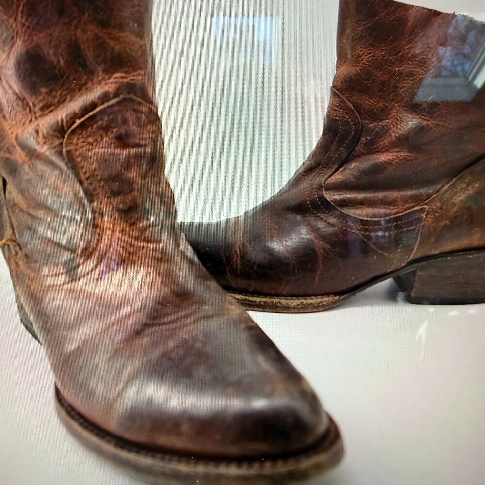 Freebird Steven Flint Zip Ankle Boots Distressed Brown Leather Women Free Bird